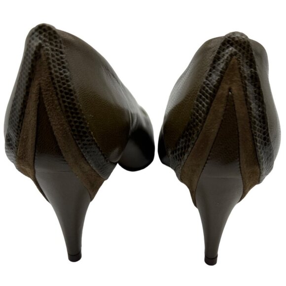 Garolini Vintage Olive Leather Heels 5.5 - Picture 6 of 10